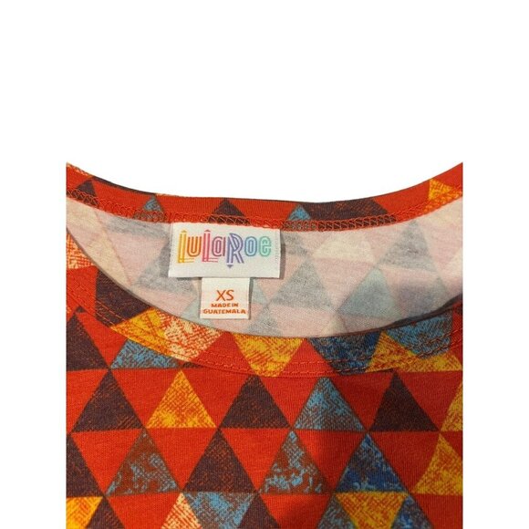 LuLaRoe Carly Women's Orange Triangle Dress - Picture 3 of 5